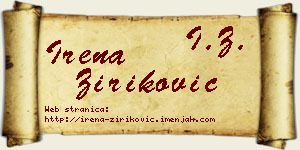 Irena Ziriković vizit kartica